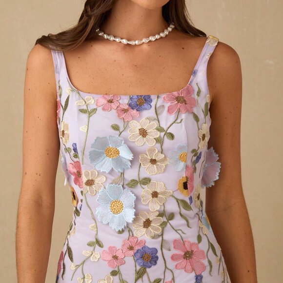 Mauve Purple Boho Women's Pastel Cute Mini Dress - Picture 3 of 7